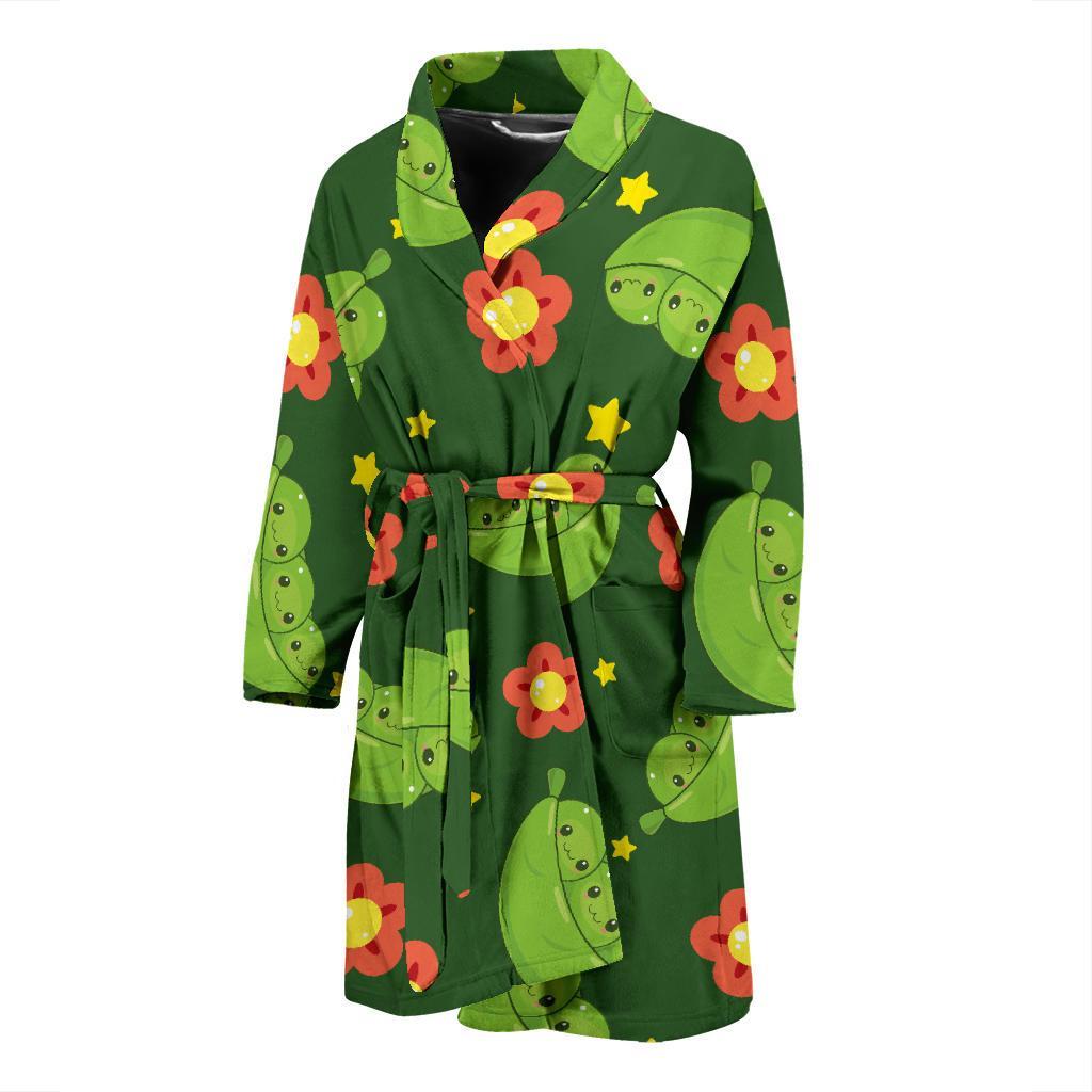 Peas Pattern Print Design A01 Men Bathrobe-JORJUNE.COM