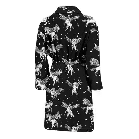 Pegasus Pattern Print Design 01 Men Bathrobe-JORJUNE.COM