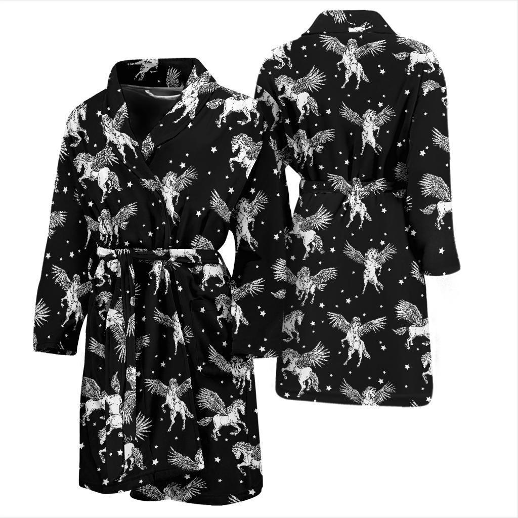 Pegasus Pattern Print Design 01 Men Bathrobe-JORJUNE.COM