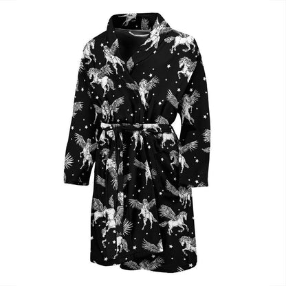 Pegasus Pattern Print Design 01 Men Bathrobe-JORJUNE.COM