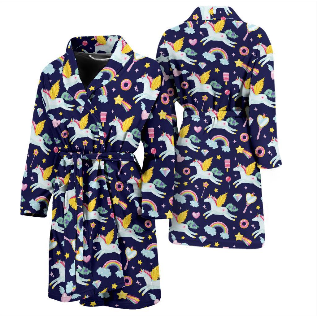 Pegasus Pattern Print Design 05 Men Bathrobe-JORJUNE.COM