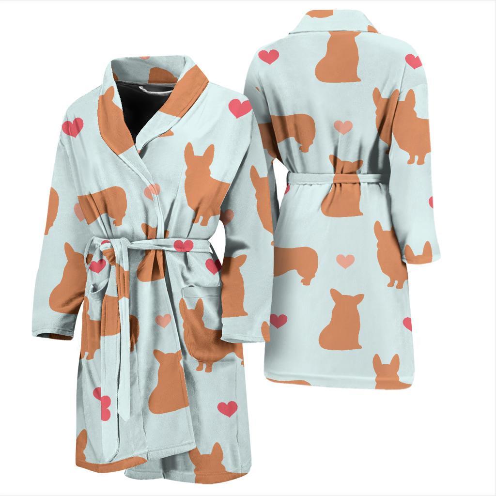 Pembroke Welsh Corgis Pattern Print Design A01 Men Bathrobe-JORJUNE.COM
