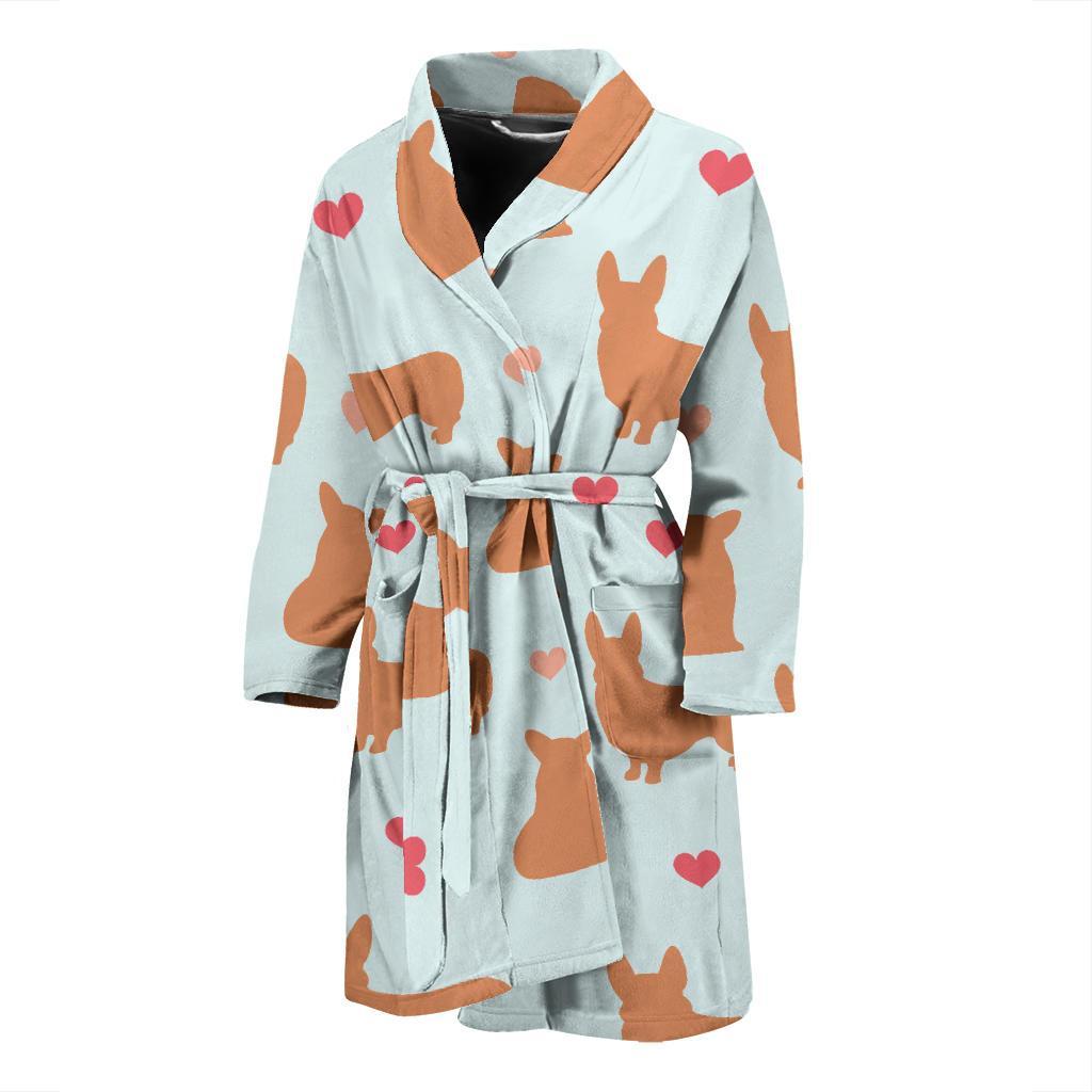Pembroke Welsh Corgis Pattern Print Design A01 Men Bathrobe-JORJUNE.COM