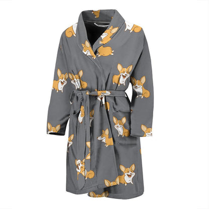 Pembroke Welsh Corgis Pattern Print Design A02 Men Bathrobe-JORJUNE.COM