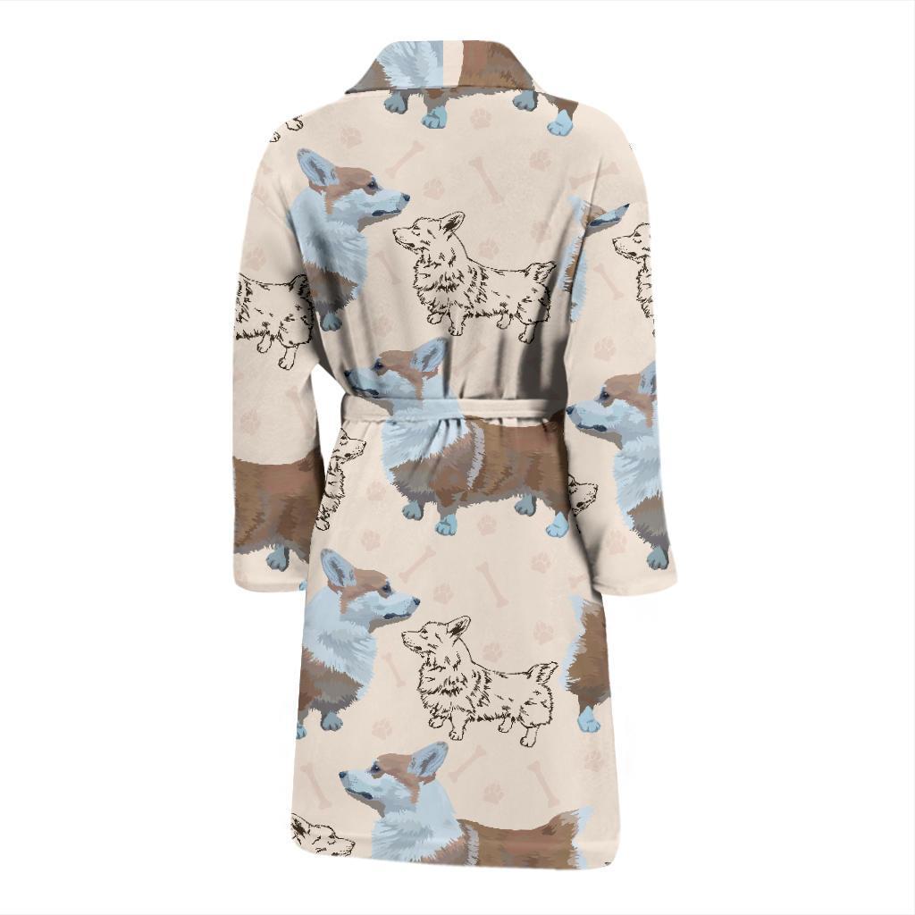 Pembroke Welsh Corgis Pattern Print Design A03 Men Bathrobe-JORJUNE.COM