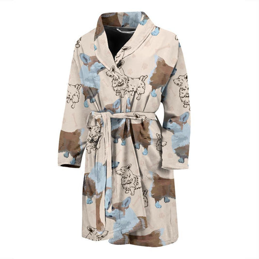 Pembroke Welsh Corgis Pattern Print Design A03 Men Bathrobe-JORJUNE.COM