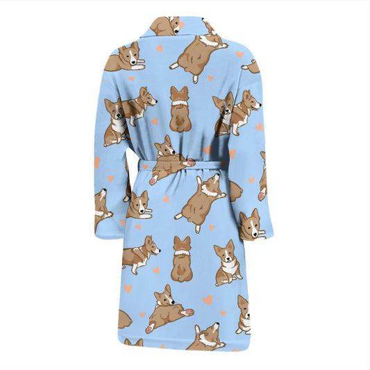 Pembroke Welsh Corgis Pattern Print Design A05 Men Bathrobe-JORJUNE.COM