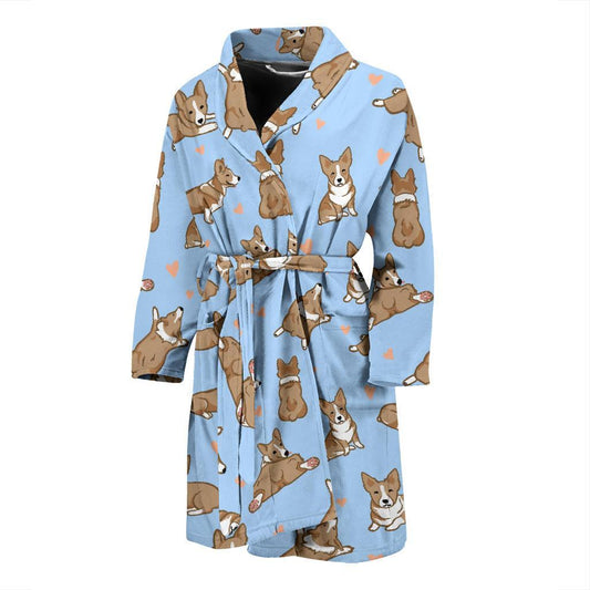 Pembroke Welsh Corgis Pattern Print Design A05 Men Bathrobe-JORJUNE.COM