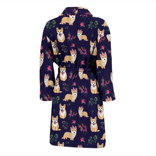 Pembroke Welsh Corgis Pattern Print Design A06 Men Bathrobe-JORJUNE.COM
