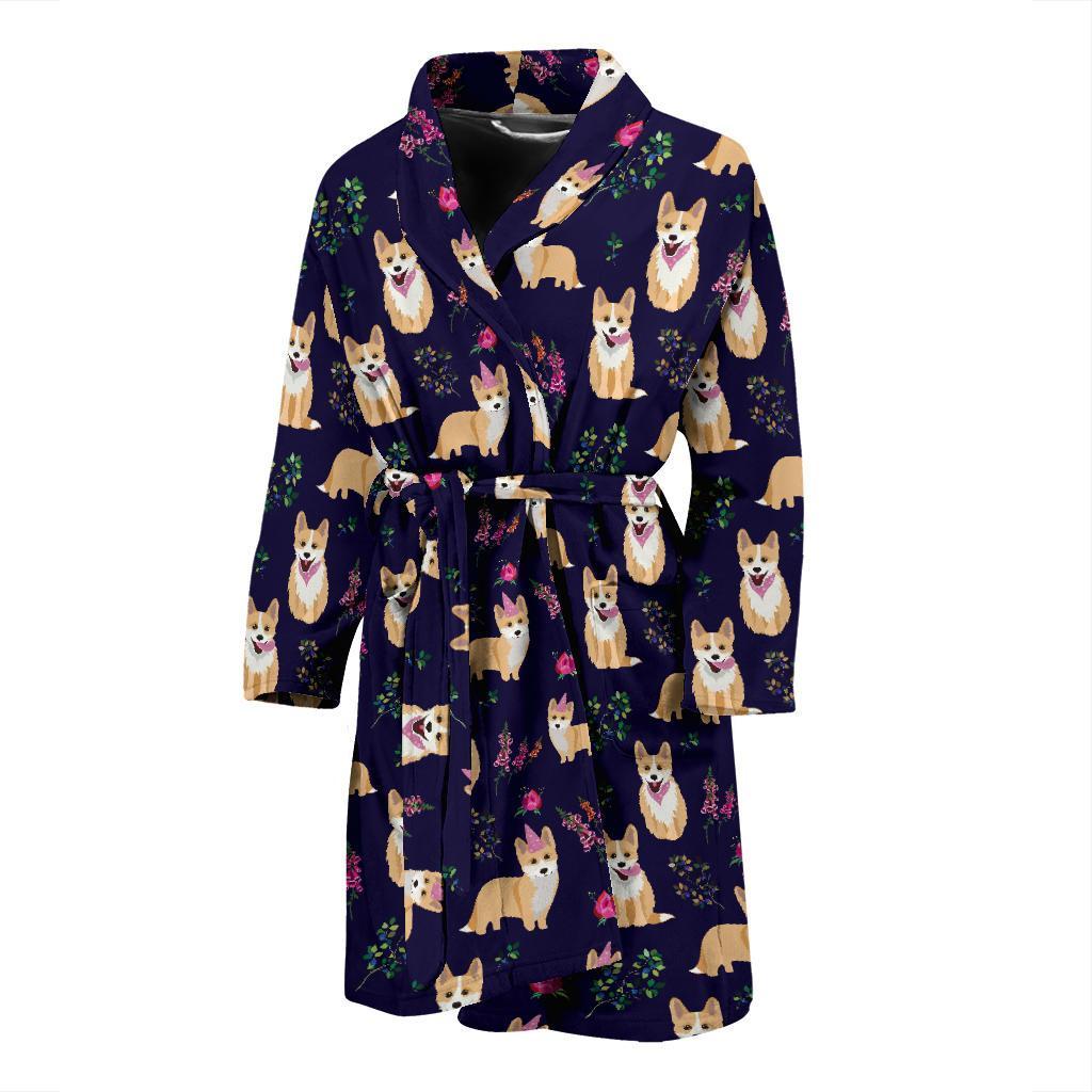 Pembroke Welsh Corgis Pattern Print Design A06 Men Bathrobe-JORJUNE.COM