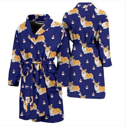 Pembroke Welsh Corgis Pattern Print Design A07 Men Bathrobe-JORJUNE.COM