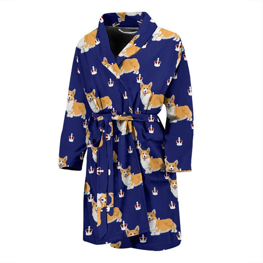 Pembroke Welsh Corgis Pattern Print Design A07 Men Bathrobe-JORJUNE.COM