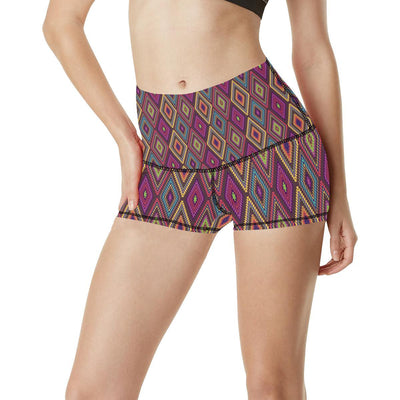 Pendleton Print High Waisted Spandex Shorts-JTAMIGO.COM