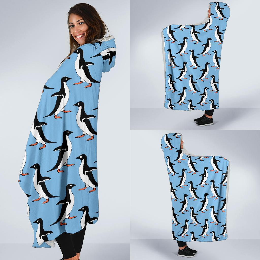 Penguin Dance Pattern Hooded Blanket-JTAMIGO.COM