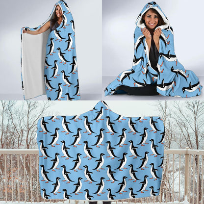 Penguin Dance Pattern Hooded Blanket-JTAMIGO.COM