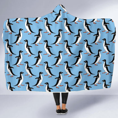 Penguin Dance Pattern Hooded Blanket-JTAMIGO.COM