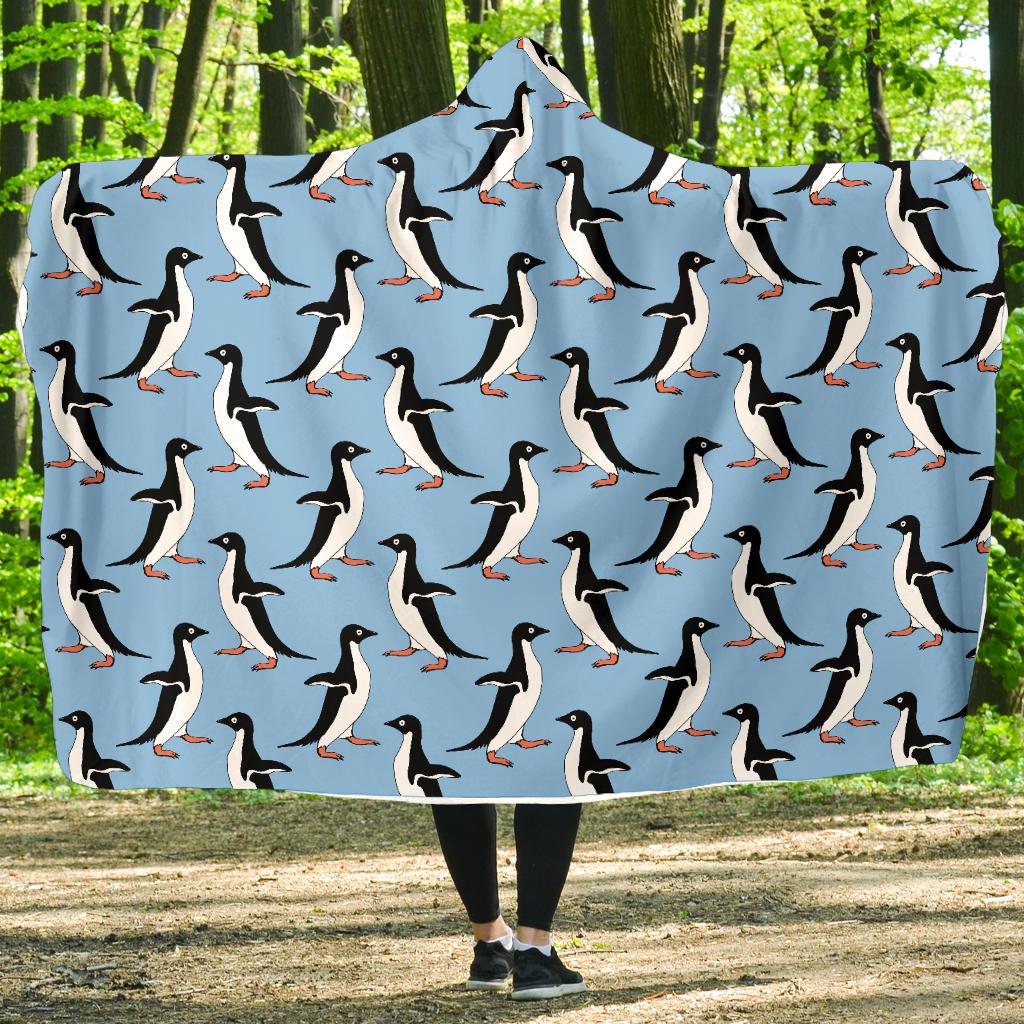 Penguin Dance Pattern Hooded Blanket-JTAMIGO.COM
