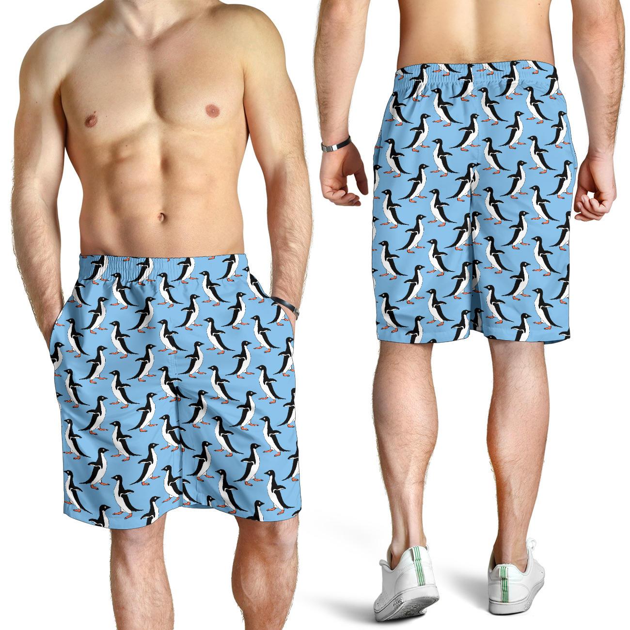 Penguin Dance Pattern Mens Shorts-JTAMIGO.COM