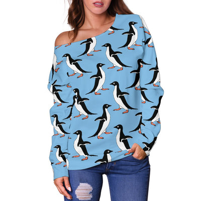 Penguin Dance Pattern Off Shoulder Sweatshirt