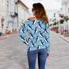 Penguin Dance Pattern Off Shoulder Sweatshirt