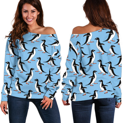 Penguin Dance Pattern Off Shoulder Sweatshirt