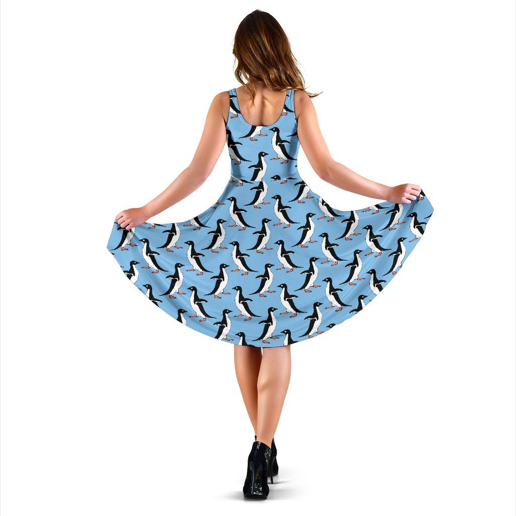 Penguin Dance Pattern Sleeveless Dress