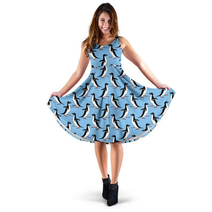 Penguin Dance Pattern Sleeveless Dress