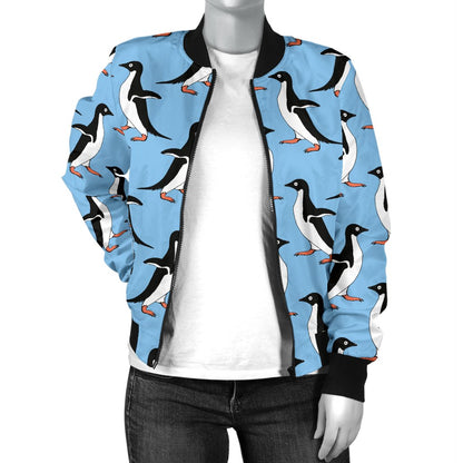 Penguin Dance Pattern Women Casual Bomber Jacket