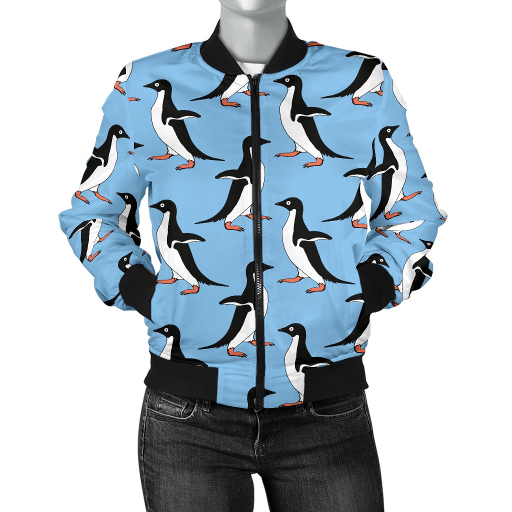Penguin Dance Pattern Women Casual Bomber Jacket