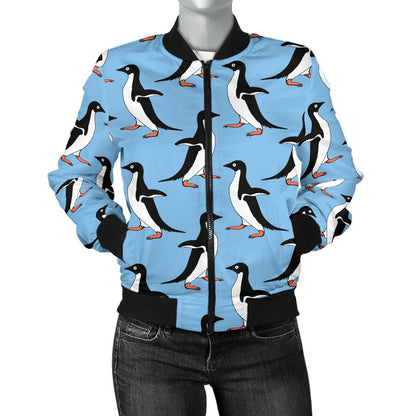 Penguin Dance Pattern Women Casual Bomber Jacket