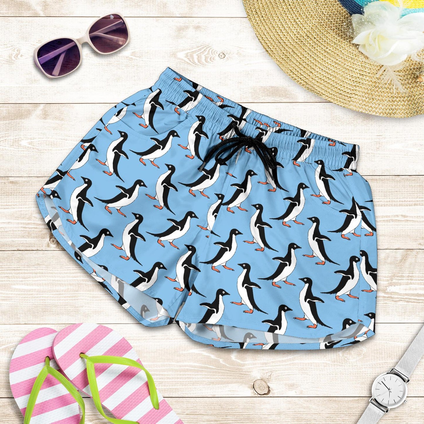 Penguin Dance Pattern Women Shorts-JTAMIGO.COM