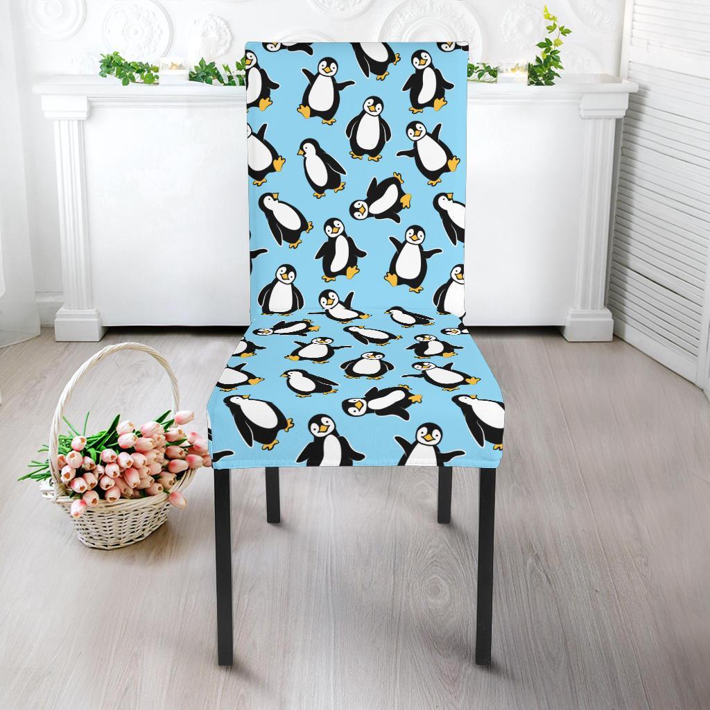 Penguin Happy Print Dining Chair Slipcover-JTAMIGO.COM