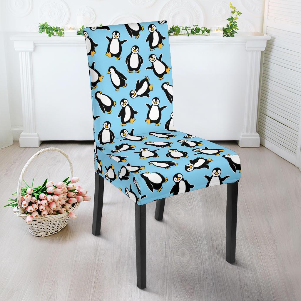 Penguin Happy Print Dining Chair Slipcover-JTAMIGO.COM