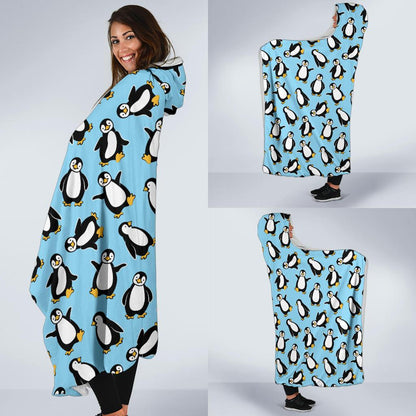 Penguin Happy Print Hooded Blanket-JTAMIGO.COM