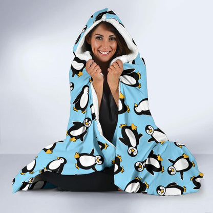 Penguin Happy Print Hooded Blanket-JTAMIGO.COM
