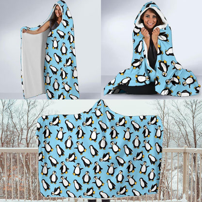 Penguin Happy Print Hooded Blanket-JTAMIGO.COM
