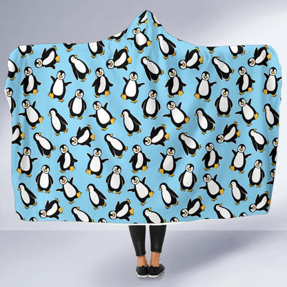 Penguin Happy Print Hooded Blanket-JTAMIGO.COM