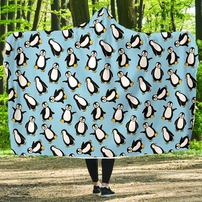 Penguin Happy Print Hooded Blanket-JTAMIGO.COM
