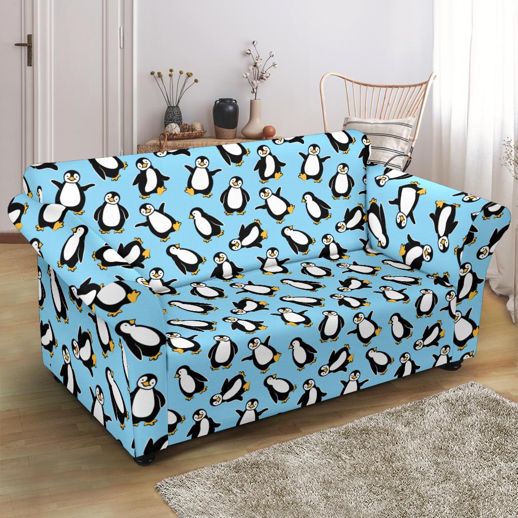 Penguin Happy Print Loveseat Slipcover-JTAMIGO.COM