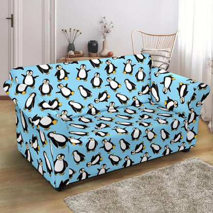 Penguin Happy Print Loveseat Slipcover-JTAMIGO.COM