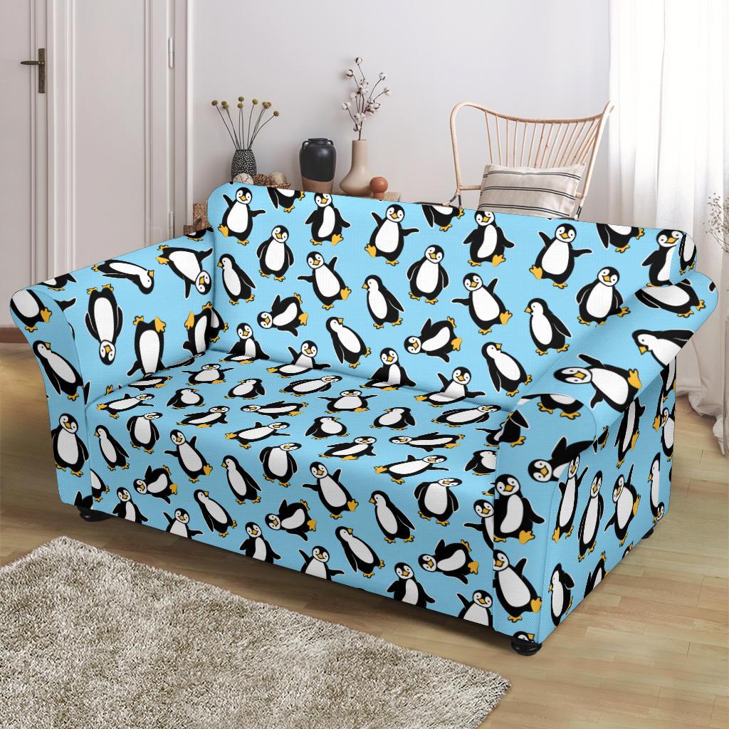Penguin Happy Print Loveseat Slipcover-JTAMIGO.COM