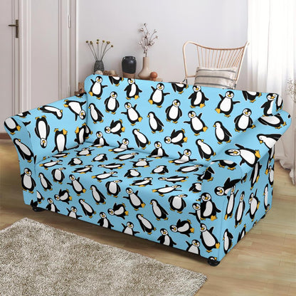 Penguin Happy Print Loveseat Slipcover-JTAMIGO.COM