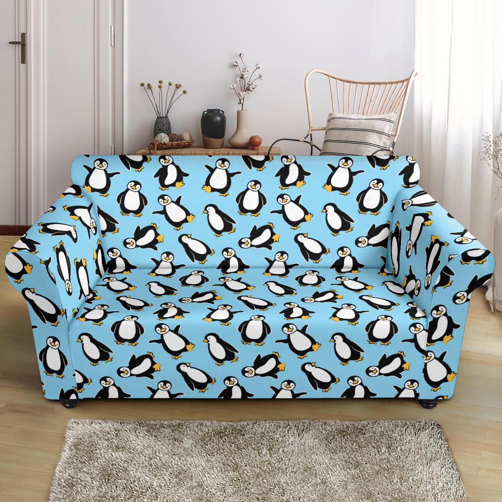 Penguin Happy Print Loveseat Slipcover-JTAMIGO.COM