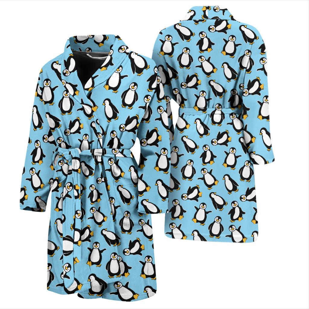 Penguin Happy Print Men Bath Robe-JTAMIGO.COM