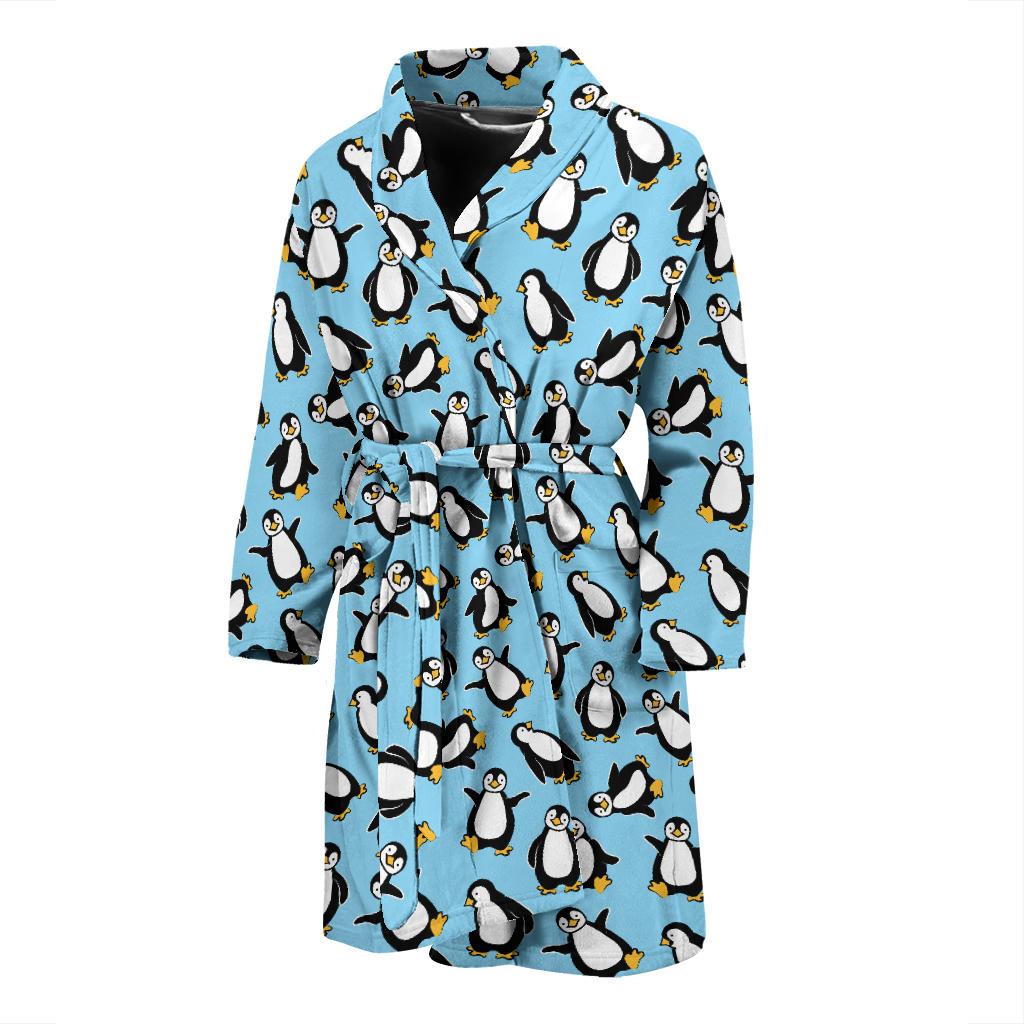 Penguin Happy Print Men Bath Robe-JTAMIGO.COM