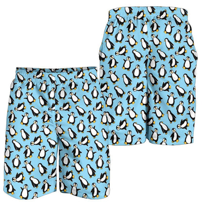 Penguin Happy Print Mens Shorts-JTAMIGO.COM