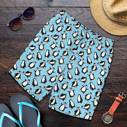 Penguin Happy Print Mens Shorts-JTAMIGO.COM