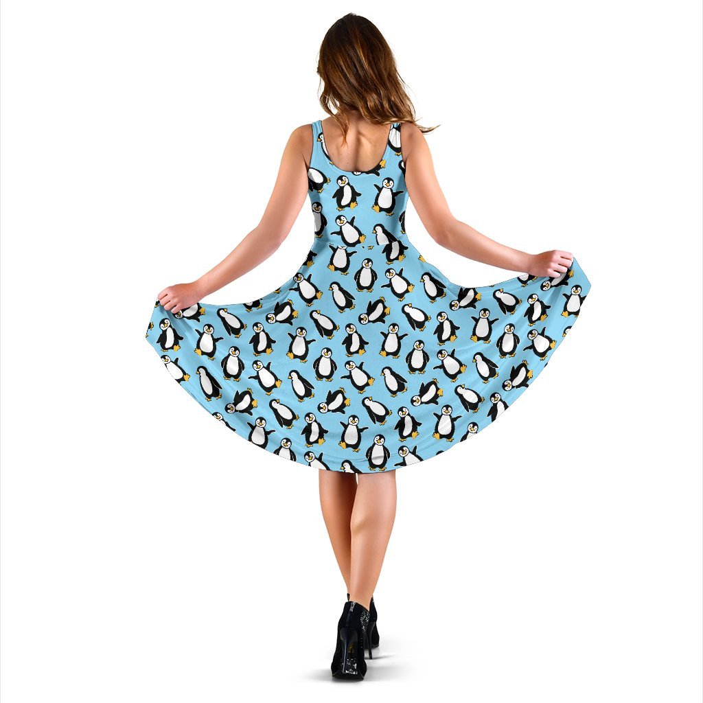 Penguin Happy Print Sleeveless Dress