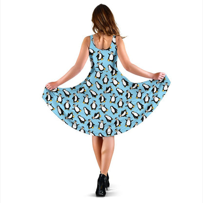 Penguin Happy Print Sleeveless Dress