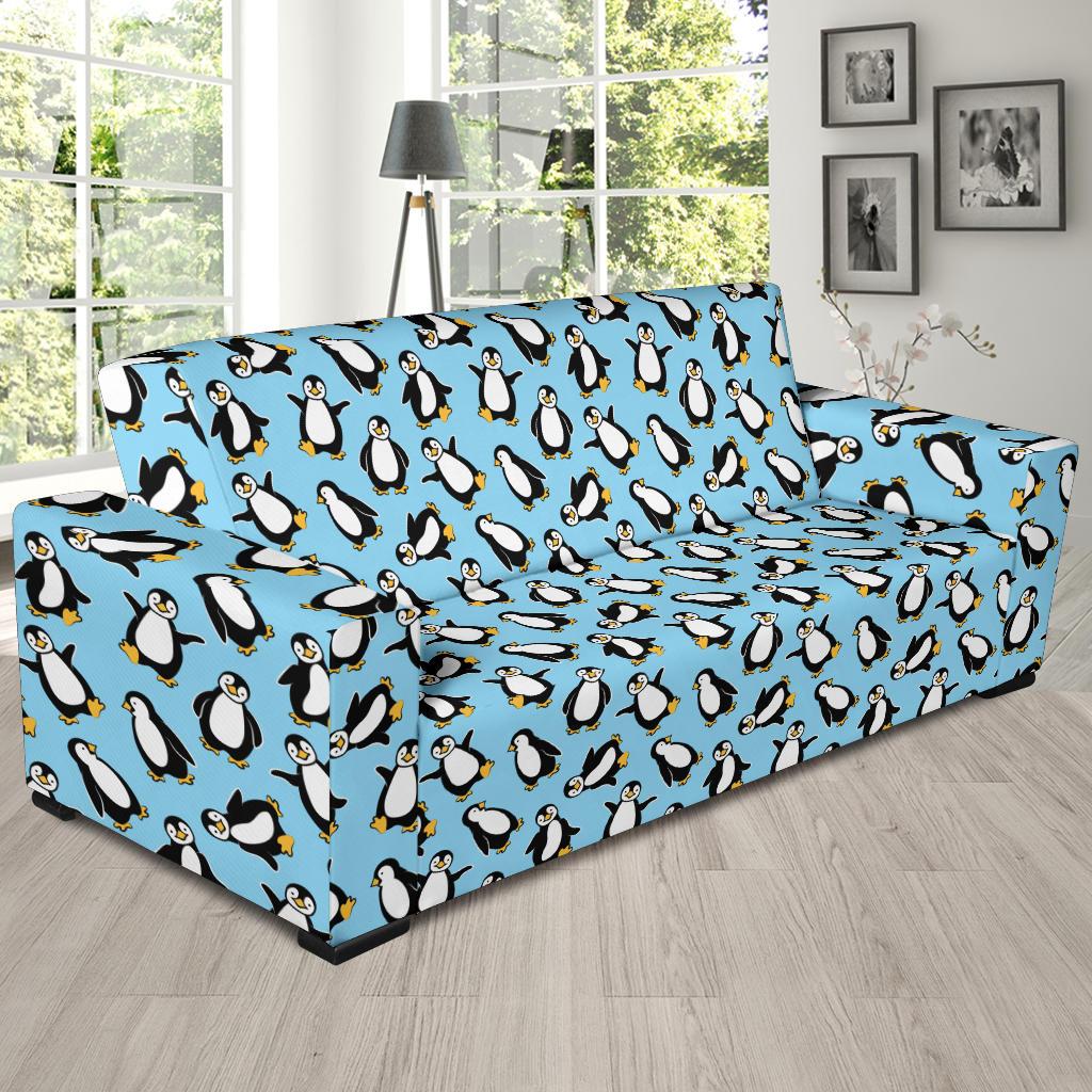 Penguin Happy Print Sofa Slipcover-JTAMIGO.COM